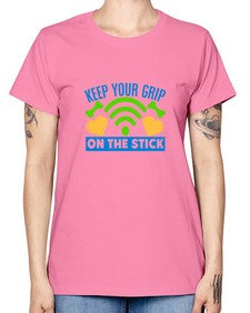 keep your grip on the stick 35# - video games -  Missy T-Shirt