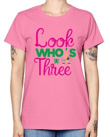 look whos three 266# - unicorn -  Missy T-Shirt