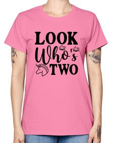 look whos two 267# - unicorn -  Missy T-Shirt