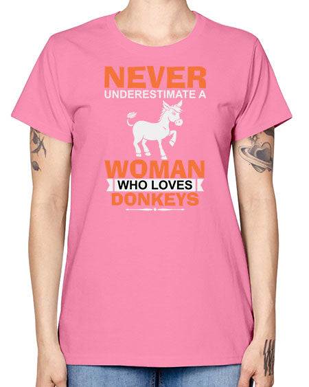 never underestimate a woman who loves donkeys Style 1# - donkey -  Missy T-Shirt