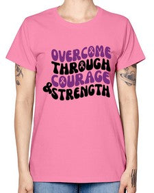 overcome through courage strength 204# - alzheimers -  Missy T-Shirt