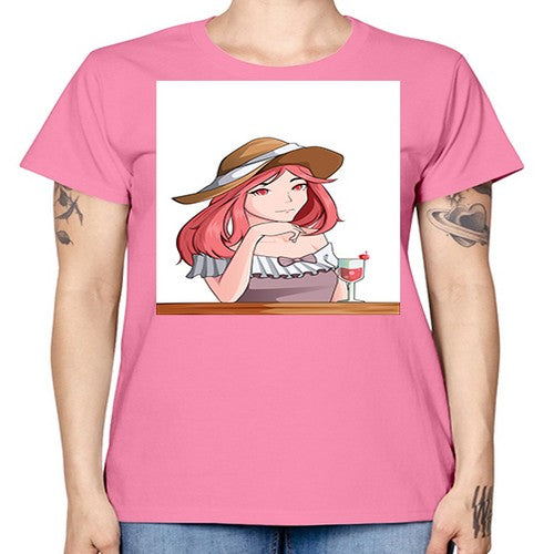 pretty woman with fresh juice in summer 37# - anime -  Missy T-Shirt