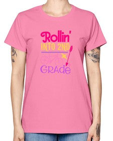 rollin into second grade 783# - second grade -  Missy T-Shirt