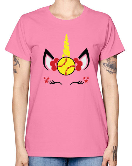 softball unicorn 398# - softball -  Missy T-Shirt