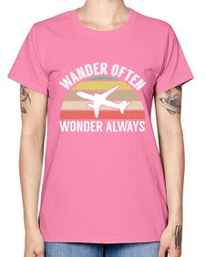 wander often wonder always  47# - airplane -  Missy T-Shirt