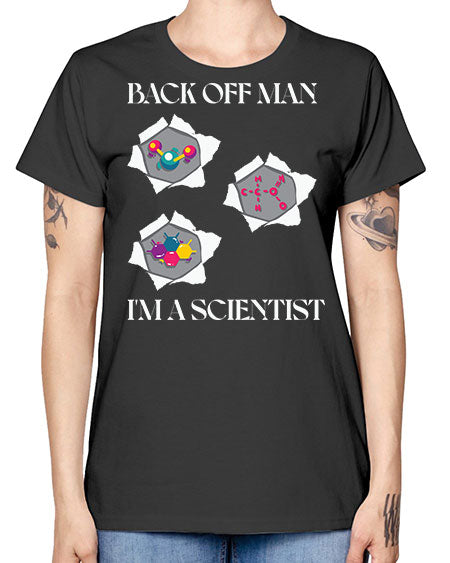 BackOffManImAScientistSkinite Scientist Skinite 289# - general science -  Missy T-Shirt