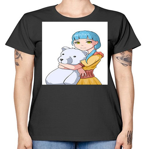 Cute girl with bear doll 26# - anime -  Missy T-Shirt