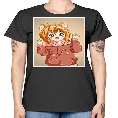 Cute little girl with accessories cat cartoon 170# - anime -  Missy T-Shirt