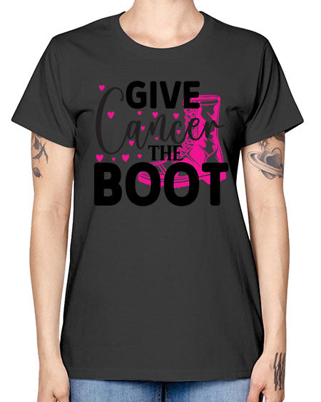 Give Cancer the Boot 24# - breast cancer -  Missy T-Shirt