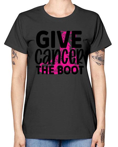 Give Cancer the Boot 25# - breast cancer -  Missy T-Shirt