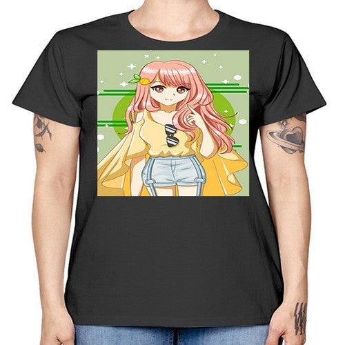 Happy and cute yellow blouse in summer holiday 43# - anime -  Missy T-Shirt