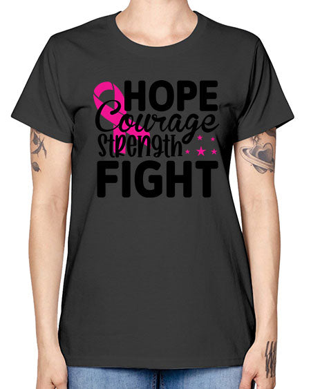 Hope Courage Strength Fight 21# - breast cancer -  Missy T-Shirt