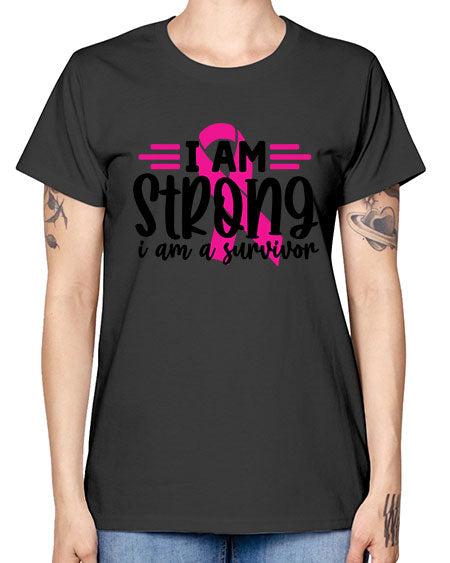 I Am Strong I Am a Survivor 20# - breast cancer -  Missy T-Shirt