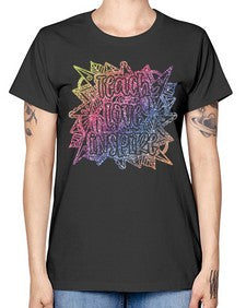 Mandala Teach Love Inspire Rainbow Glitter 762# - mandala -  Missy T-Shirt