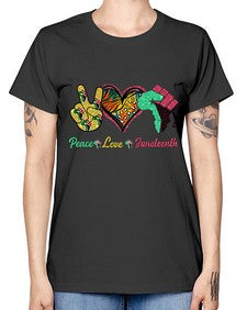 Peace Love Juneteenth Day Fist Png 8# - black juneteenth -  Missy T-Shirt