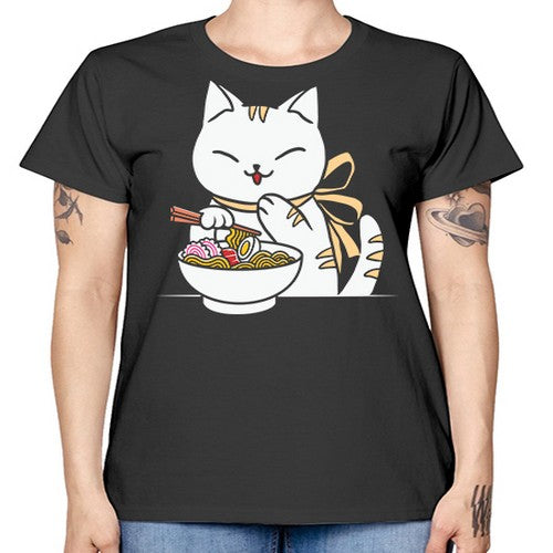 Ramen Cat Kawaii Anime Tee Japanese 280# - anime -  Missy T-Shirt