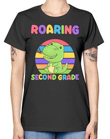 Roaring to second Grade Trex 772# - second grade -  Missy T-Shirt