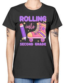 Rolling into second Grade 789# - second grade -  Missy T-Shirt