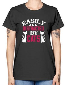 easily distracted by cats Style 46# - cats -  Missy T-Shirt