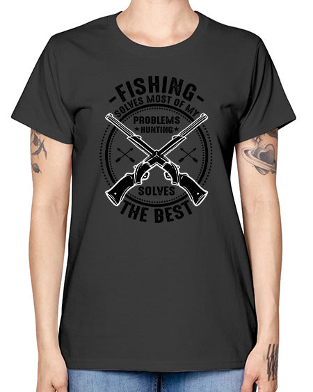 fishing solves most 74# - shark-fish -  Missy T-Shirt