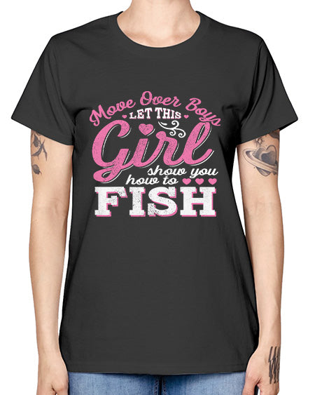 girl fishing 15# - shark-fish -  Missy T-Shirt