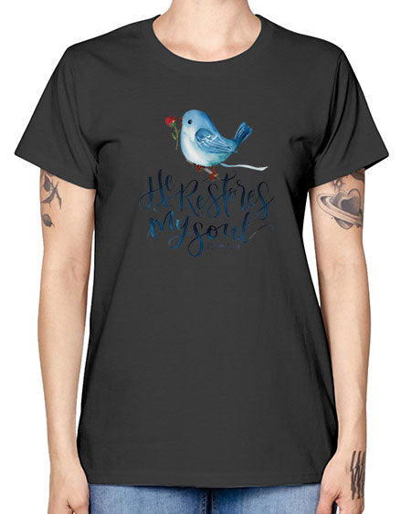 he restores my soul 39# - birds -  Missy T-Shirt