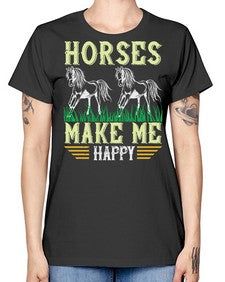 horses make me happy Style 40# - horse -  Missy T-Shirt