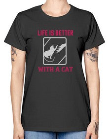 life is better with a cat Style 63# - cats -  Missy T-Shirt