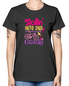 rollin into second grade 783# - second grade -  Missy T-Shirt