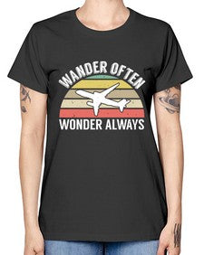 wander often wonder always  47# - airplane -  Missy T-Shirt