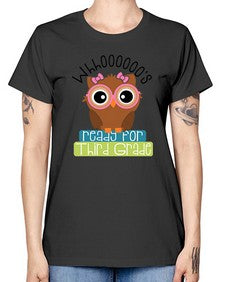 whooos ready for third grade girl 1010# - third grade -  Missy T-Shirt