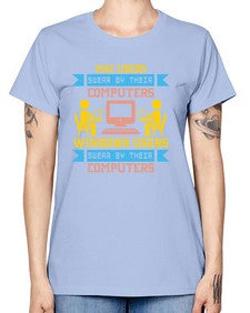 Mac users swear by their computers 25# - computer -  Missy T-Shirt