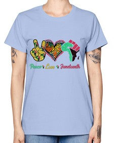 Peace Love Juneteenth Day Fist Png 8# - black juneteenth -  Missy T-Shirt