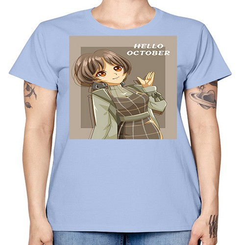 of beautiful girl in hello october 133# - anime -  Missy T-Shirt