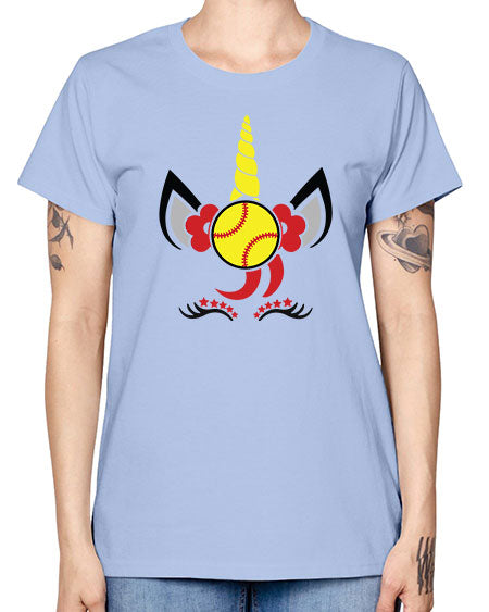 softball unicorn 401# - softball -  Missy T-Shirt