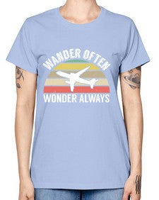 wander often wonder always  47# - airplane -  Missy T-Shirt