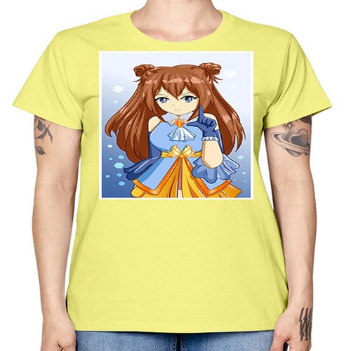 Cute little beautiful girl blue gold clothes cartoon 171# - anime -  Missy T-Shirt