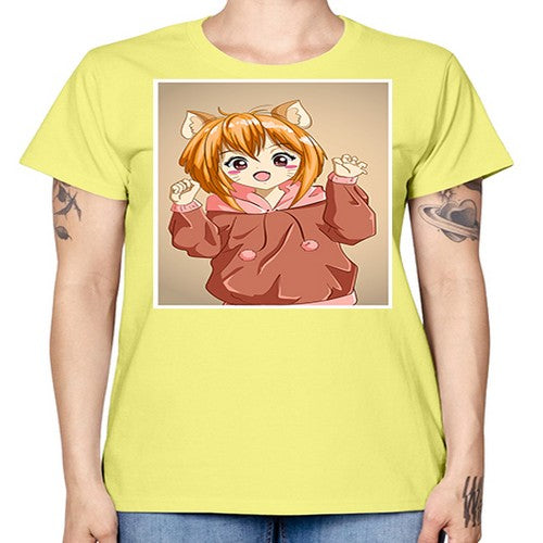 Cute little girl with accessories cat cartoon 170# - anime -  Missy T-Shirt