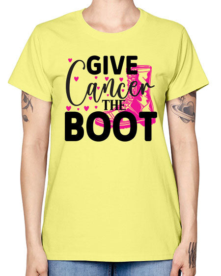 Give Cancer the Boot 24# - breast cancer -  Missy T-Shirt