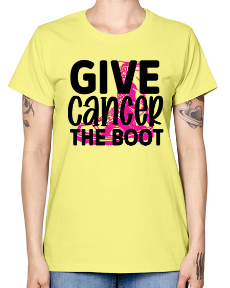 Give Cancer the Boot 25# - breast cancer -  Missy T-Shirt
