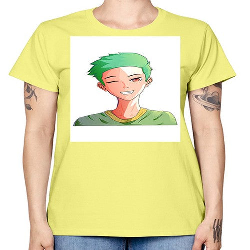 Handsome boy green hair wearing green shirt 35# - anime -  Missy T-Shirt