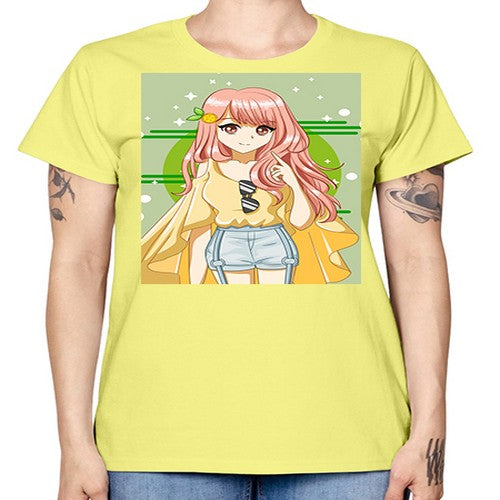 Happy and cute yellow blouse in summer holiday 43# - anime -  Missy T-Shirt