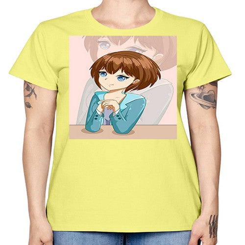 Happy beautiful and elegant girl brown hair 36# - anime -  Missy T-Shirt