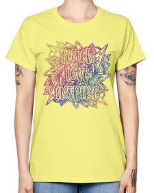 Mandala Teach Love Inspire Rainbow Glitter 762# - mandala -  Missy T-Shirt
