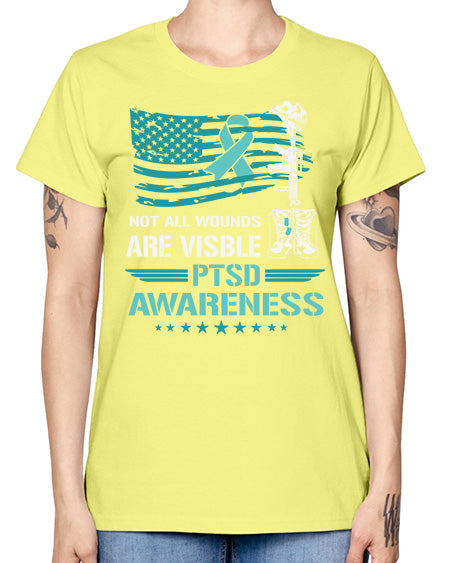 Patriotic Military PTSD Awareness 13# - PTSD -  Missy T-Shirt