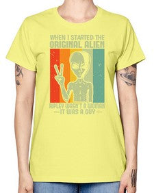 When I started the original alien 45# - ufo -  Missy T-Shirt