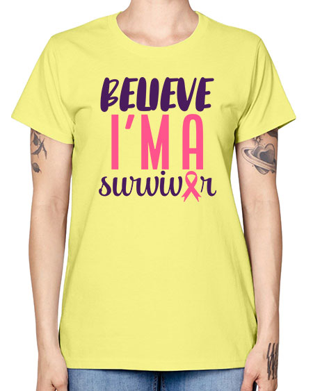 believe i'm a survivor - breast cancer -  Missy T-Shirt