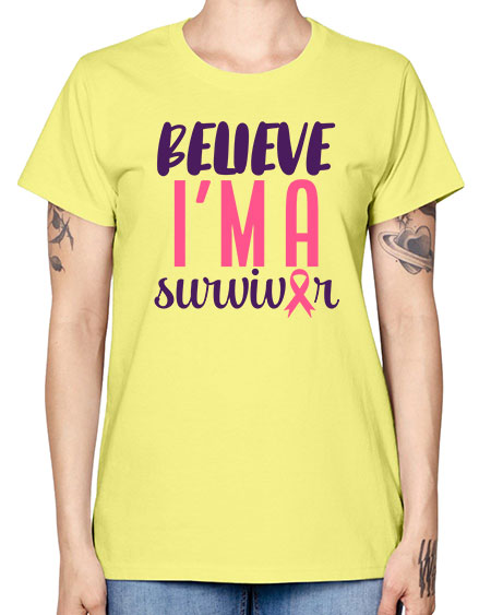 believe im a survivor Style 16# - breast cancer -  Missy T-Shirt