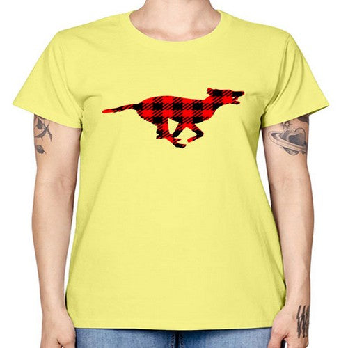 buffalo plaid running dog 65# - dogs -  Missy T-Shirt
