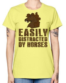 easily distracted by horses - horse -  Missy T-Shirt